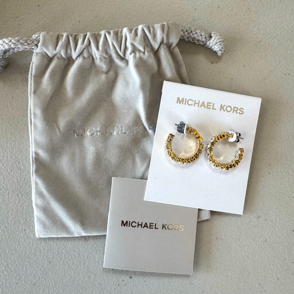 Michael Kors Gold and Silver Studded Hoop Earrings